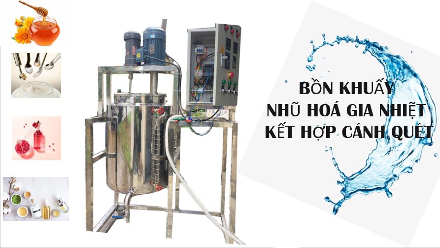 Bồn khuấy nhũ hoá gia nhiệt kết hợp cánh quét