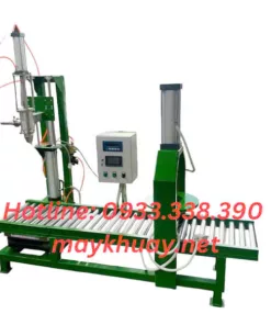 Máy chiết rót sơn 1 vòi kết hợp đóng nắp thùng bán tự động