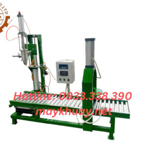 Máy chiết rót sơn 1 vòi kết hợp đóng nắp thùng bán tự động