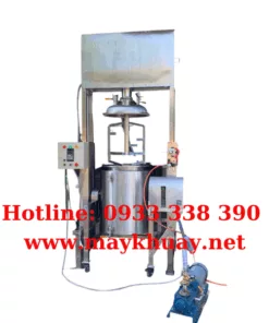 Máy khuấy mỹ phẩm 500 lít nâng hạ bằng 2 ben khí nén kết hợp bồn gia nhiệt bơm hút chân không