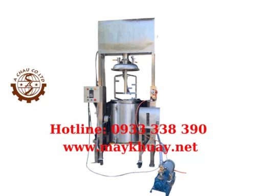 Máy khuấy mỹ phẩm 500 lít nâng hạ bằng 2 ben khí nén kết hợp bồn gia nhiệt bơm hút chân không