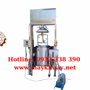 Máy khuấy thực phẩm nâng hạ bằng 2 ben khí nén kết hợp bồn gia nhiệt bơm hút chân không